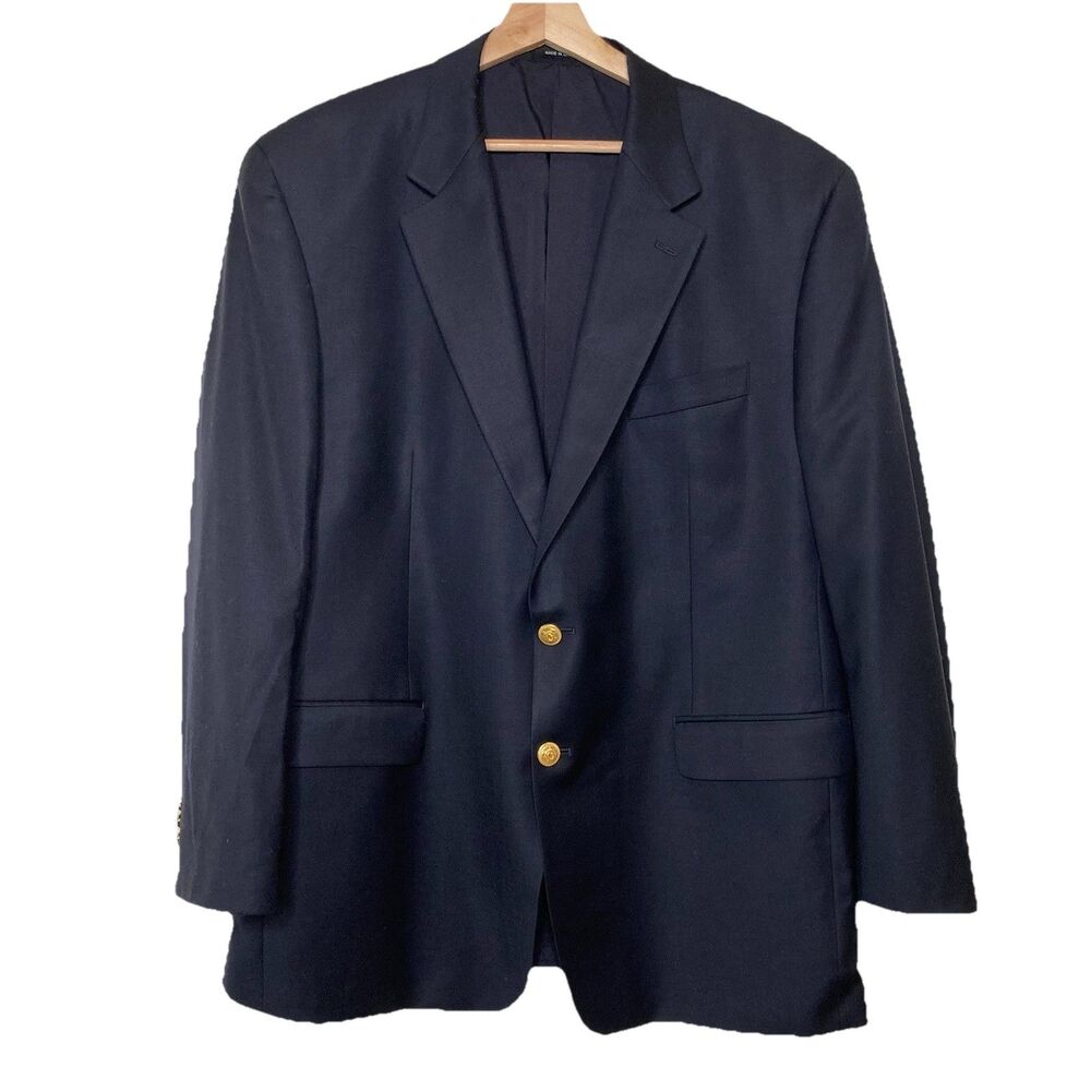 Lauren Ralph Lauren Men’s 46 R Navy Wool Blazer Jacket Gold Buttons Sport Coat